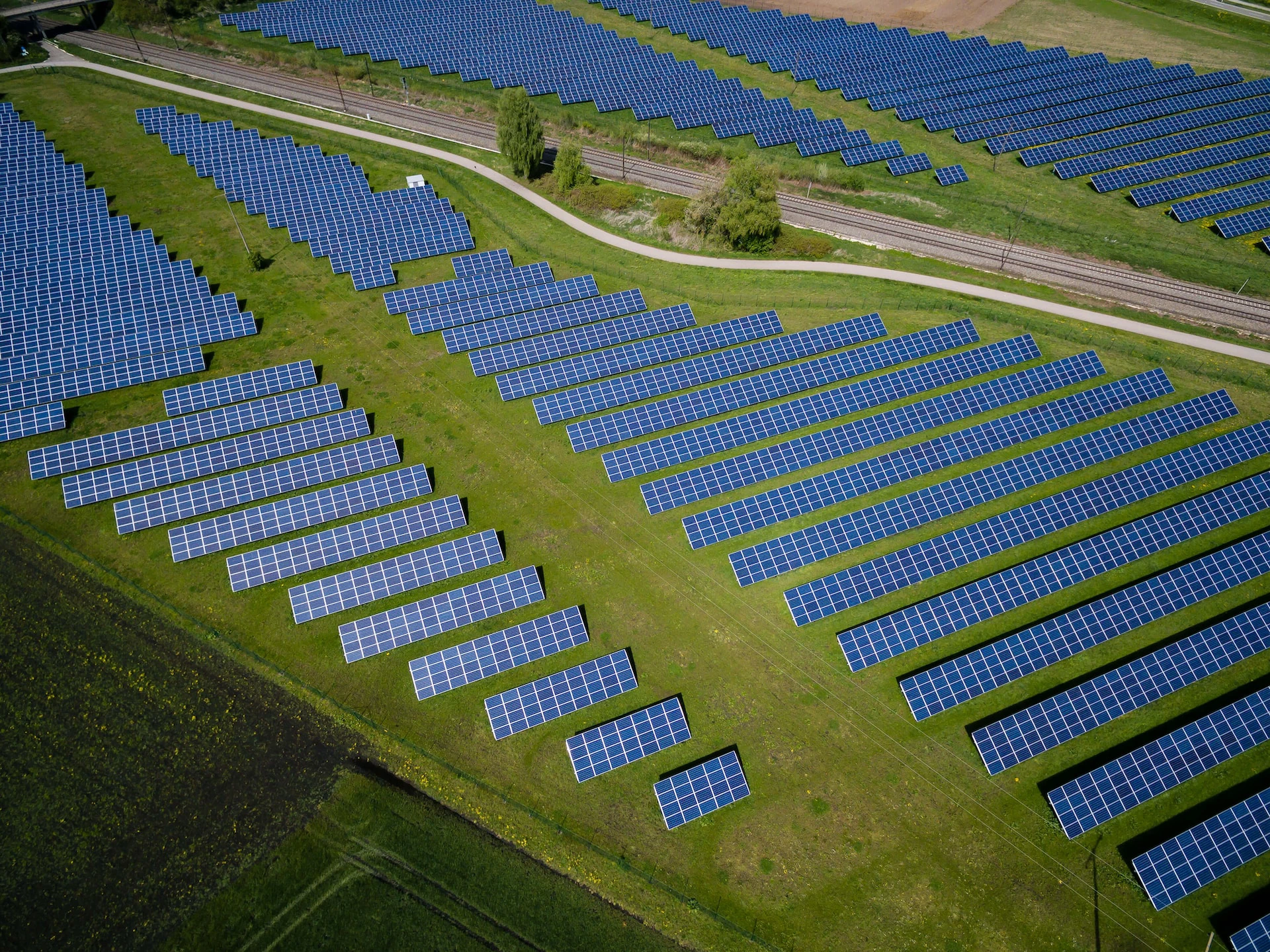 A field with solar panels