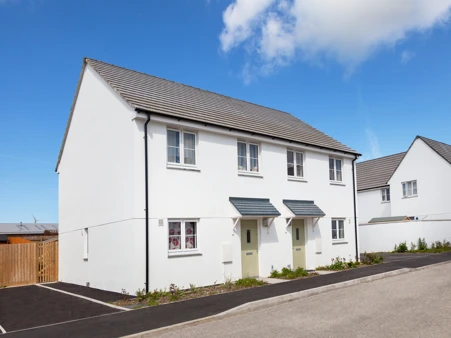 White semi-detached new build house