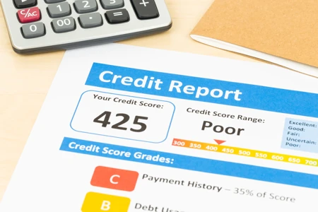 Poor credit score report with calculator