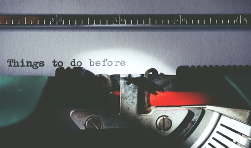 Typewriter with paper that reads 'things to do before...'