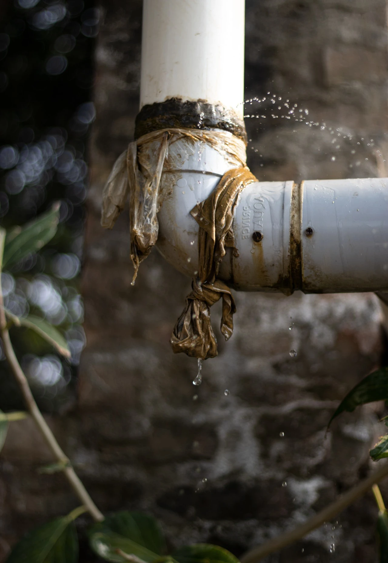 A leaky pipe with water spraying out