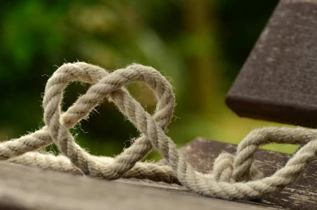hemp rope knotted in the shape of a heart