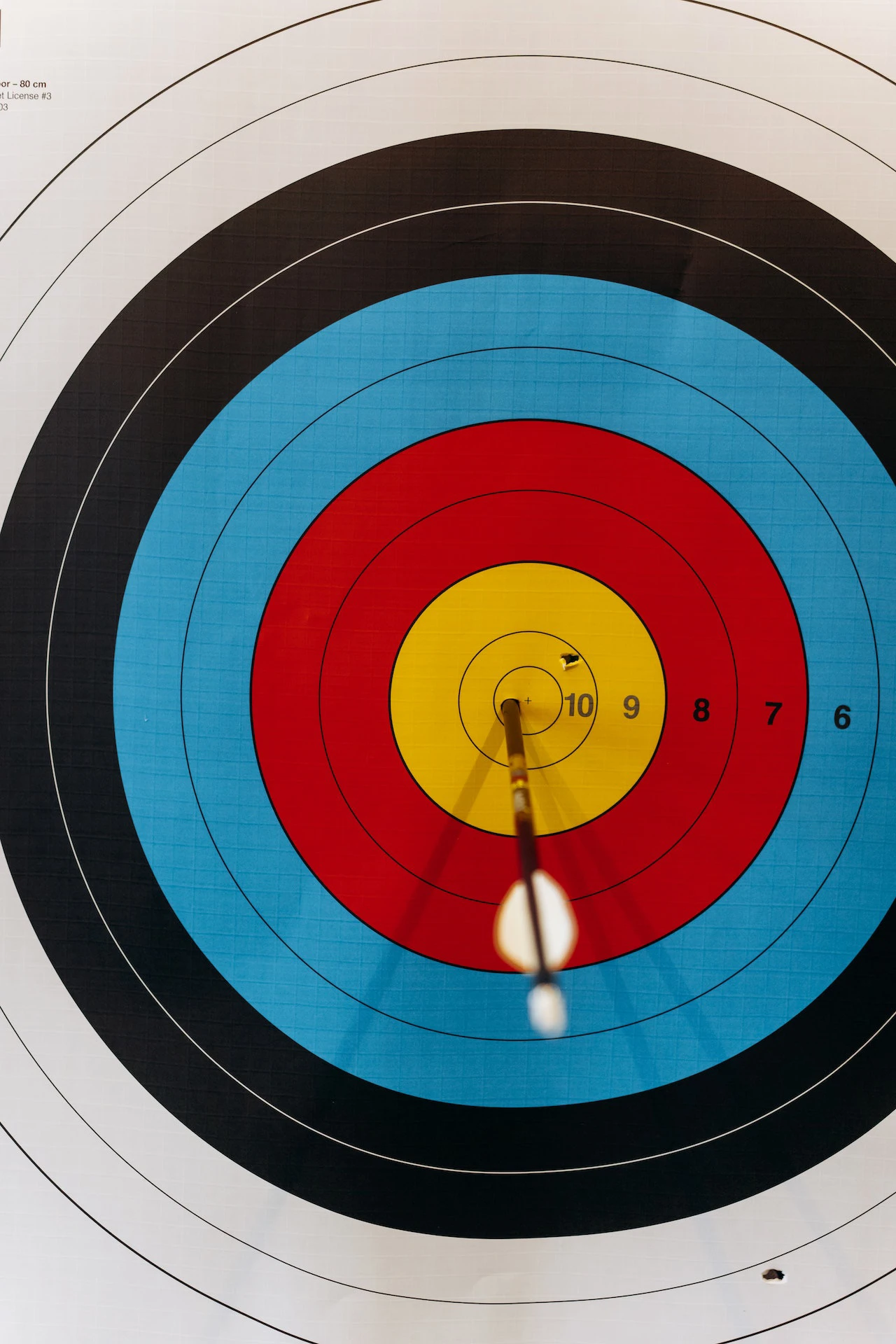 Archery target with an arrow