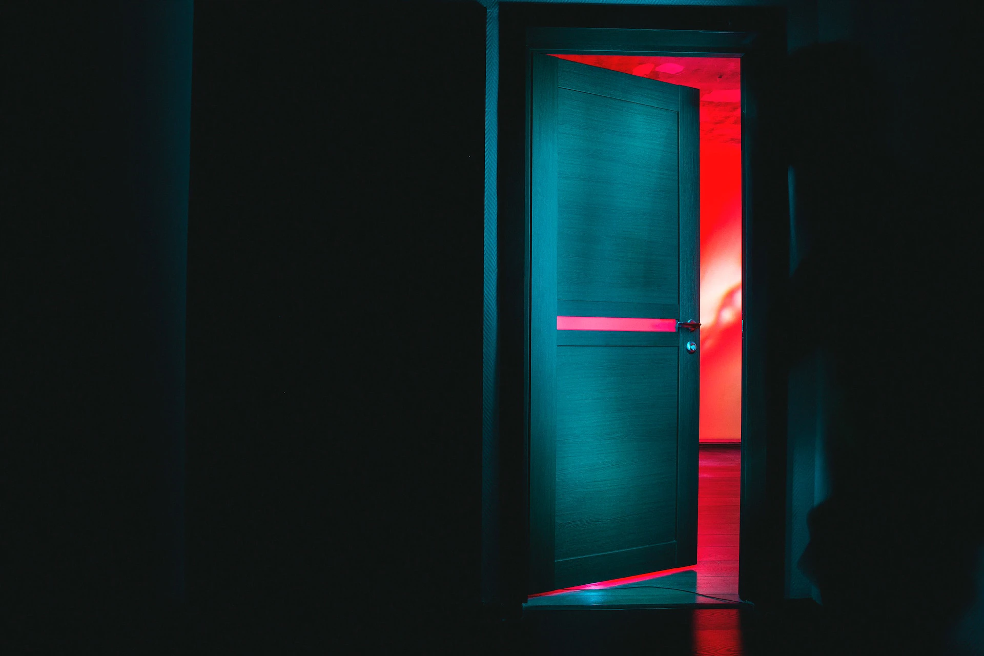 door opening to red room