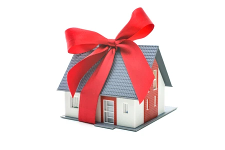 House model with red bow