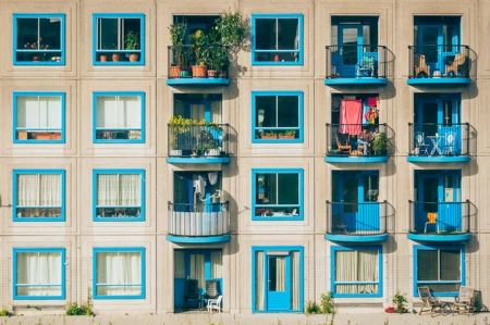 apartment windows in a flat view
