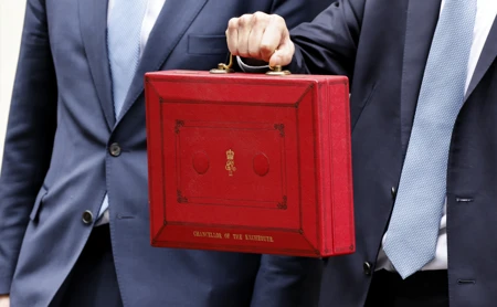 Red briefcase held by the Chancellor of the Exchequer