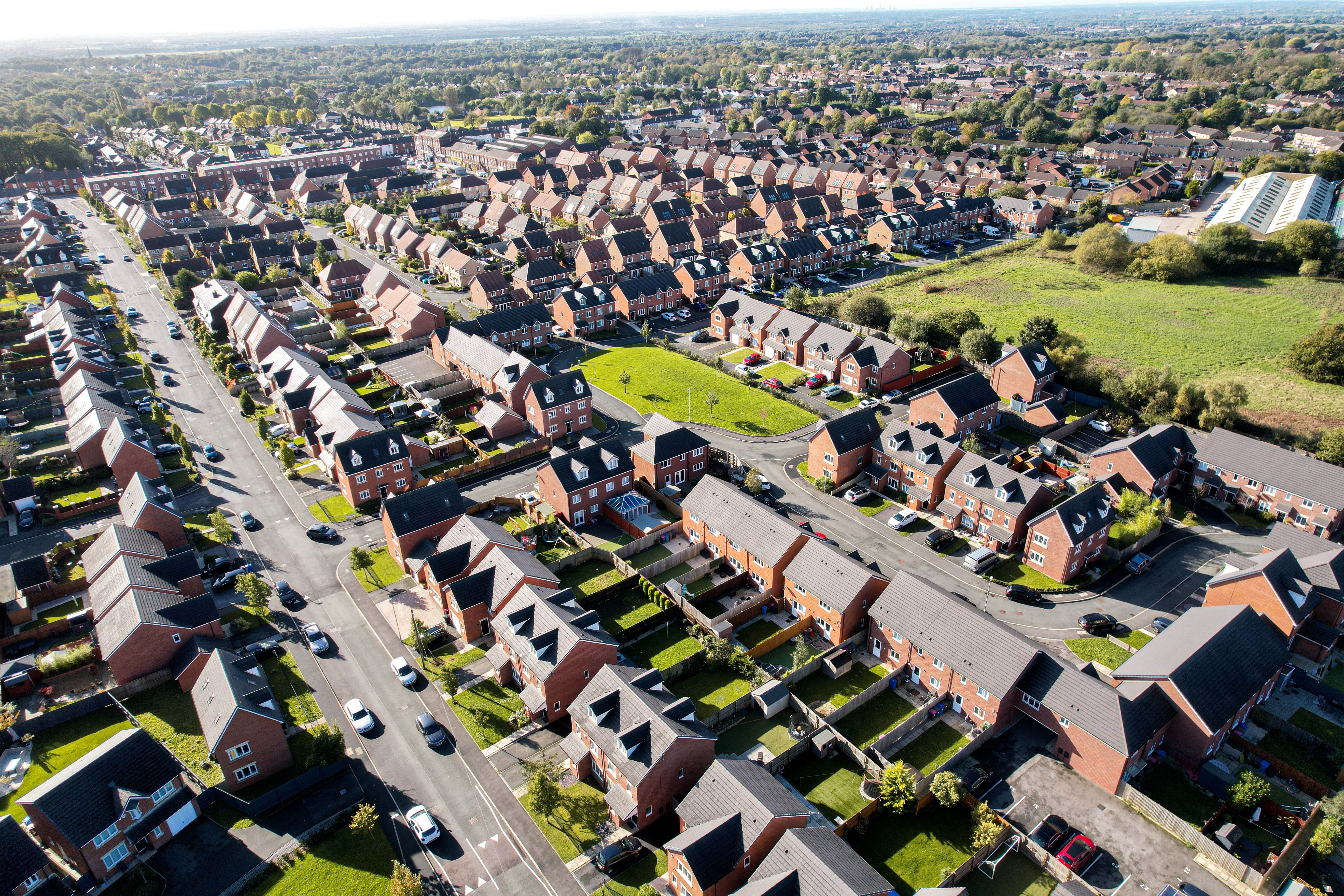 neighbourhood aerial view in the uk